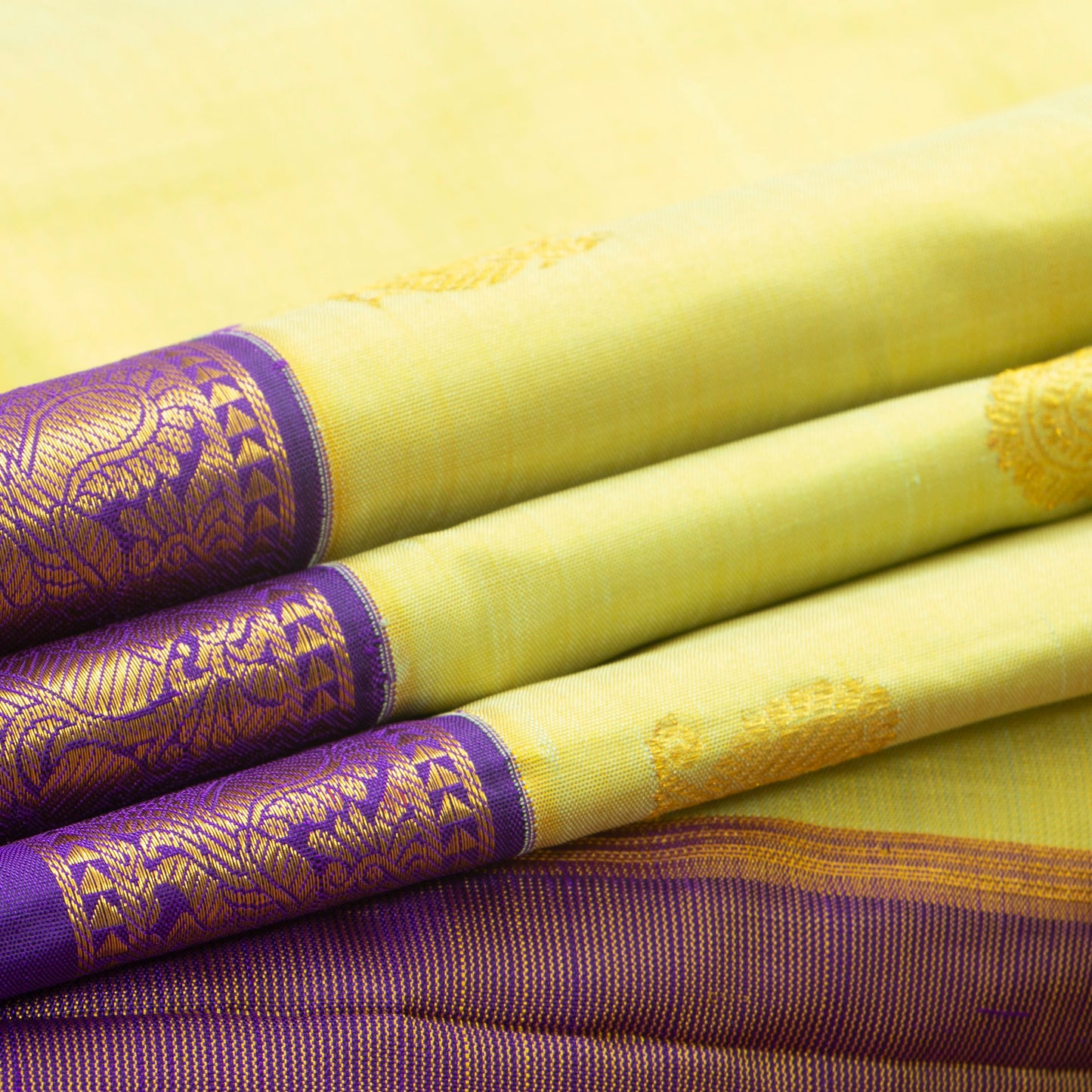 Pista Green And Violet Kanchipuram Silk Saree With Medium Border For Wedding Wear PV NYC 1263