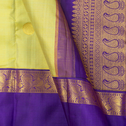 Pista Green And Violet Kanchipuram Silk Saree With Medium Border For Wedding Wear PV NYC 1263