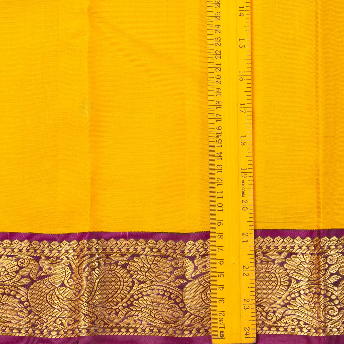 Yellow And Purple Kanchipuram Silk Saree For Festive Wear PV MEN 189 - Silk Sari - Panjavarnam PV MEN 189