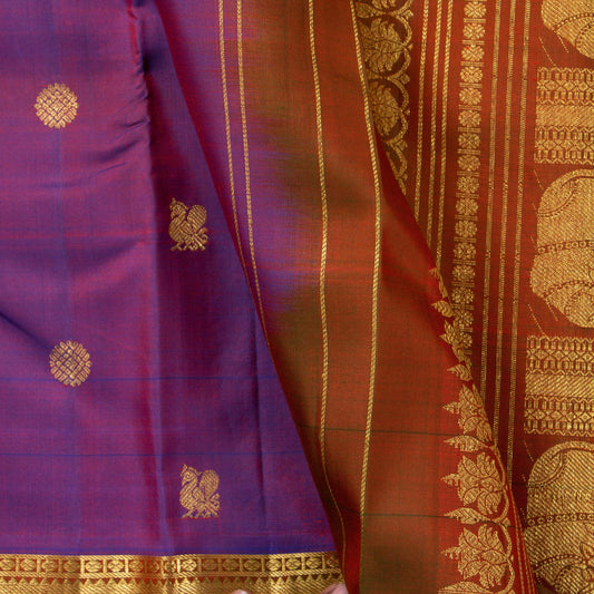 Purple And Brown Dual Shade Kanchipuram Silk Saree For Wedding Wear PV NYC 1610