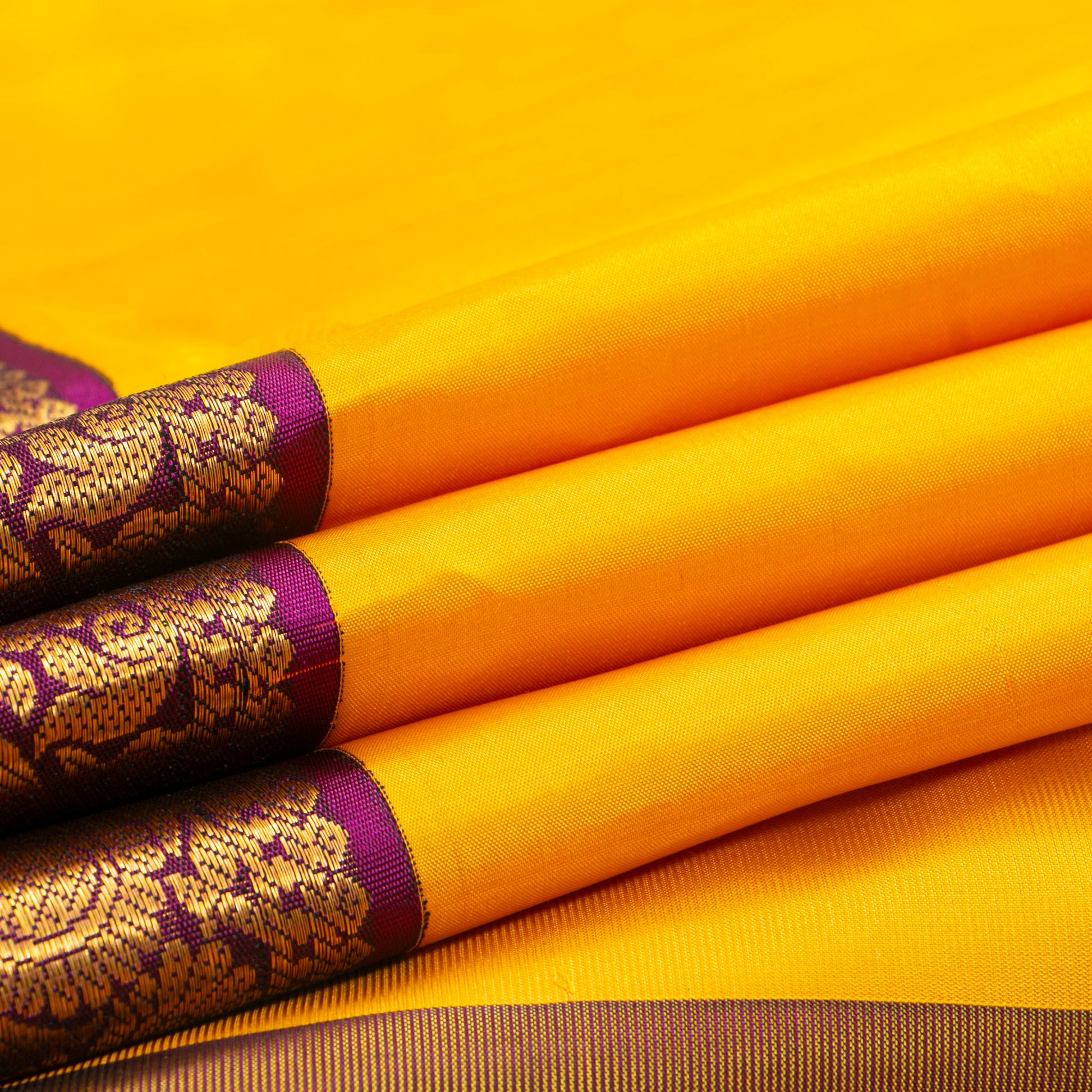 Yellow And Purple Kanchipuram Silk Saree For Festive Wear PV MEN 189 - Silk Sari - Panjavarnam PV MEN 189