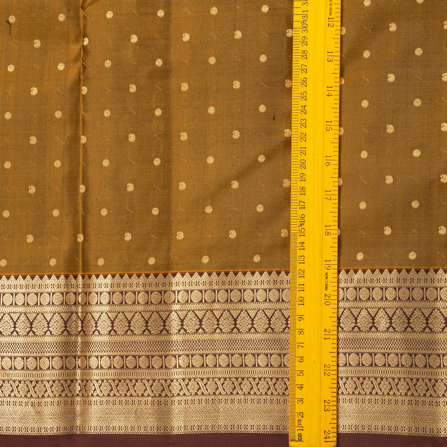 Mustard And Brown Kanchipuram Silk Saree For Festive Wear PV MEN 214