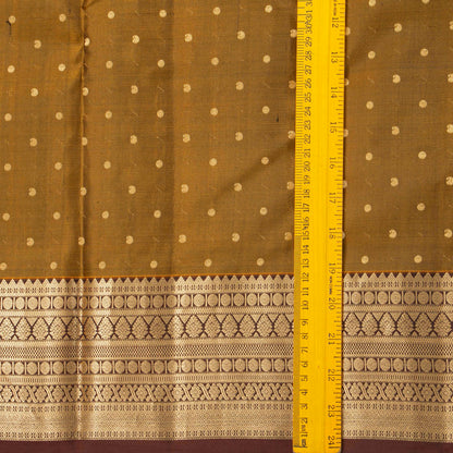 Mustard And Brown Kanchipuram Silk Saree For Festive Wear PV MEN 214