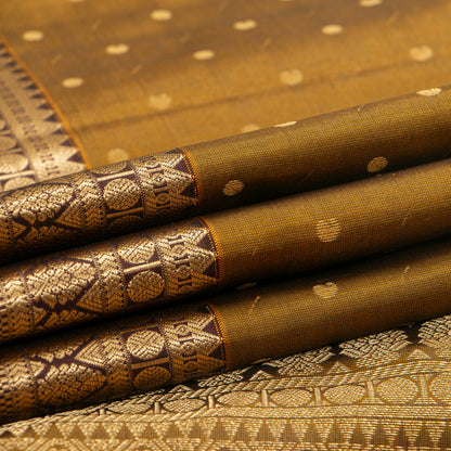 Mustard And Brown Kanchipuram Silk Saree For Festive Wear PV MEN 214