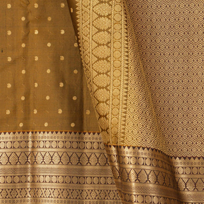 Mustard And Brown Kanchipuram Silk Saree For Festive Wear PV MEN 214