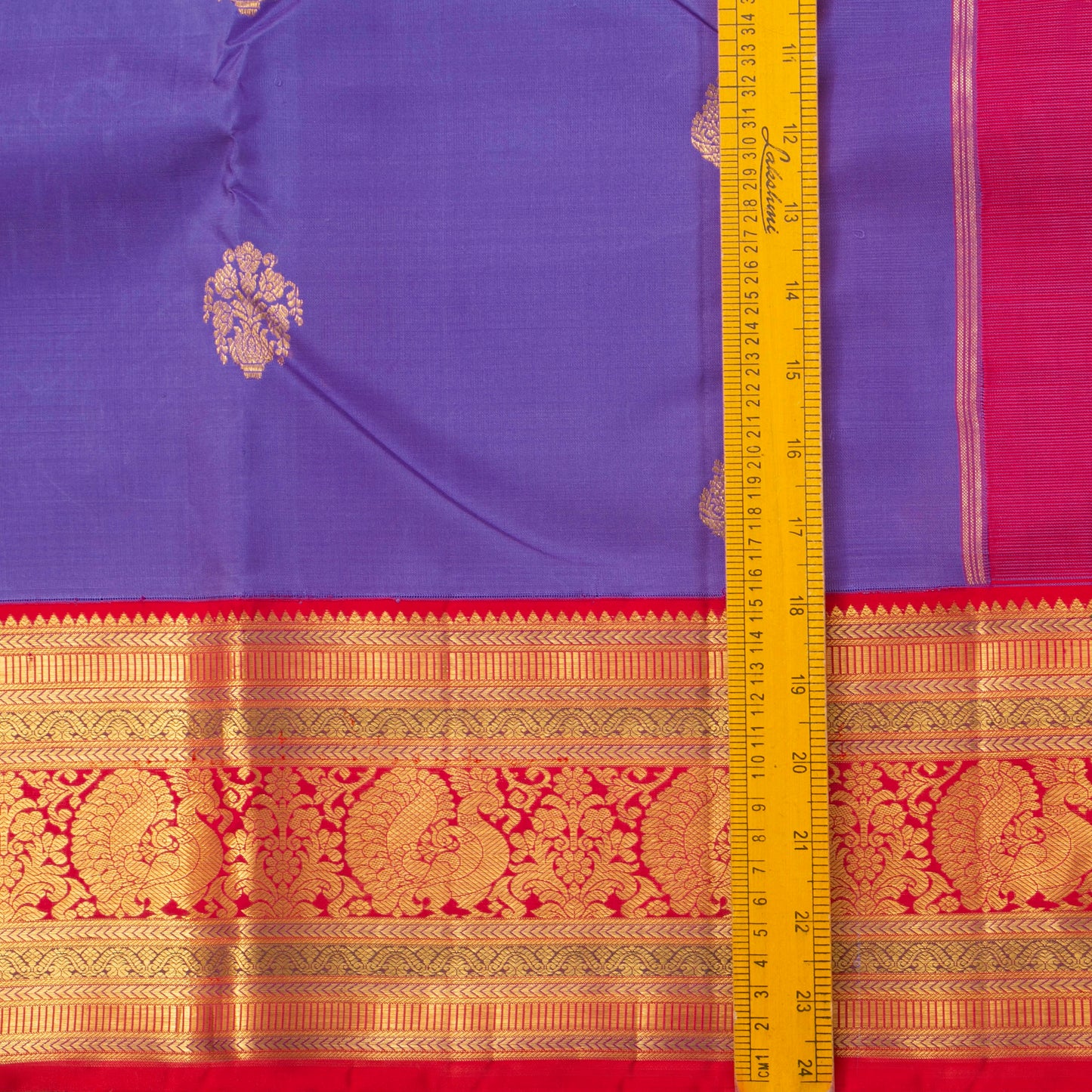 Blue And Red Kanchipuram Silk Saree For Bridal Wear PV NYC 1354