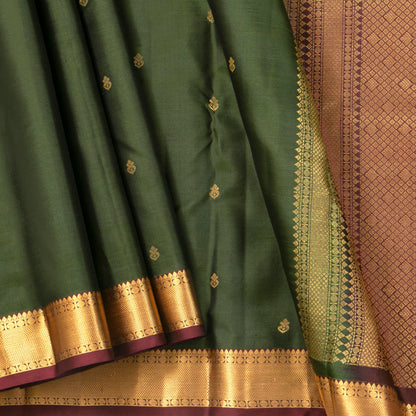Green And Maroon Kanchipuram Silk Saree Light Weight For Festive Wear PV MEN 157