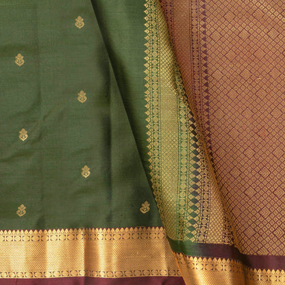 Green And Maroon Kanchipuram Silk Saree Light Weight For Festive Wear PV MEN 157