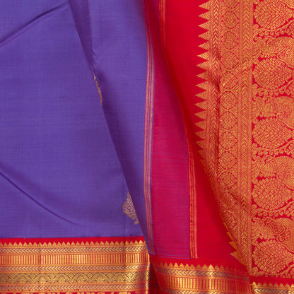 Blue And Red Kanchipuram Silk Saree For Bridal Wear PV NYC 1354