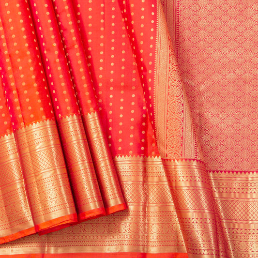 Orange Kanchipuram Silk Saree For Festive Wear PV MEN 212