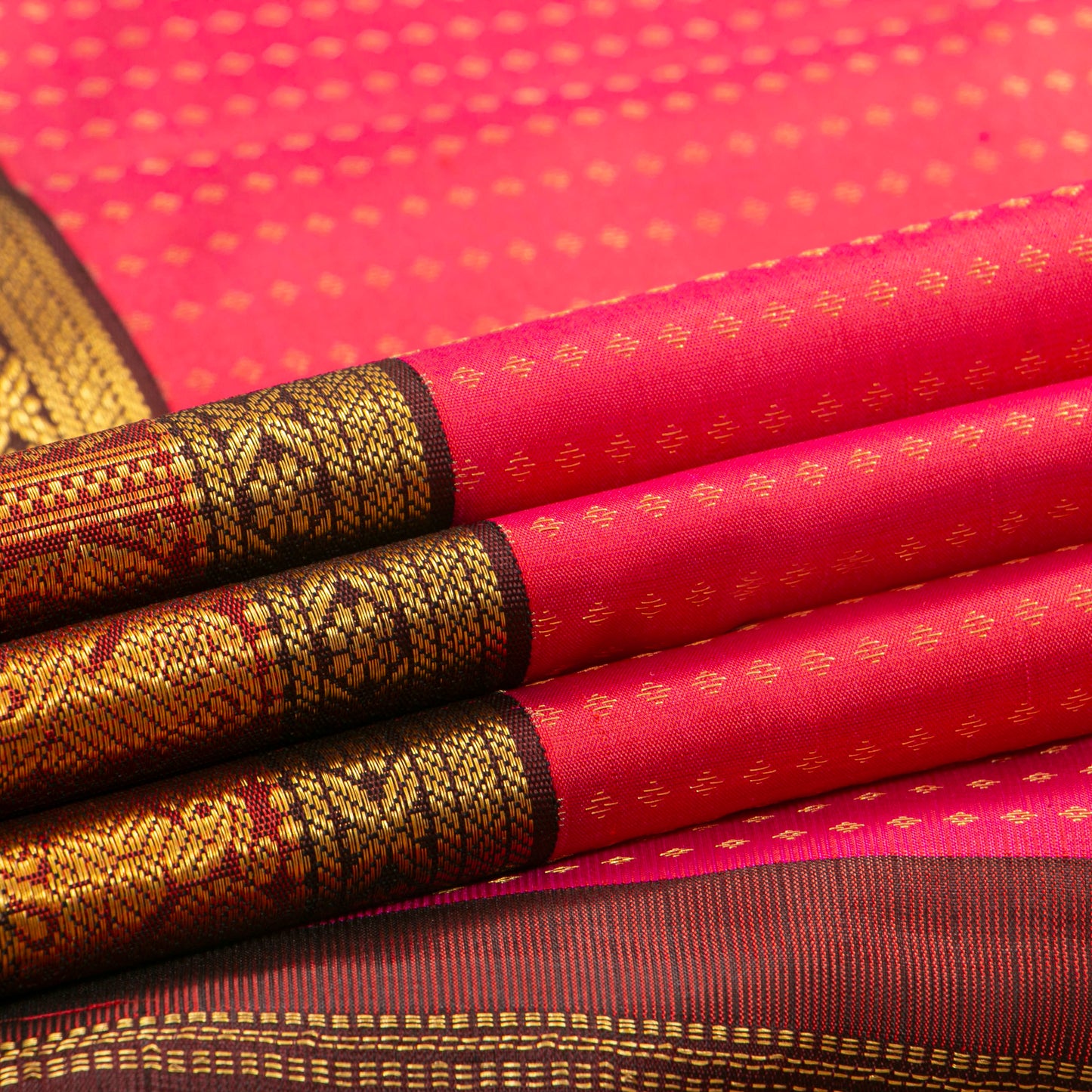 Pink And Brown Kanchipuram Silk Saree For Festive Wear PV MEN 165