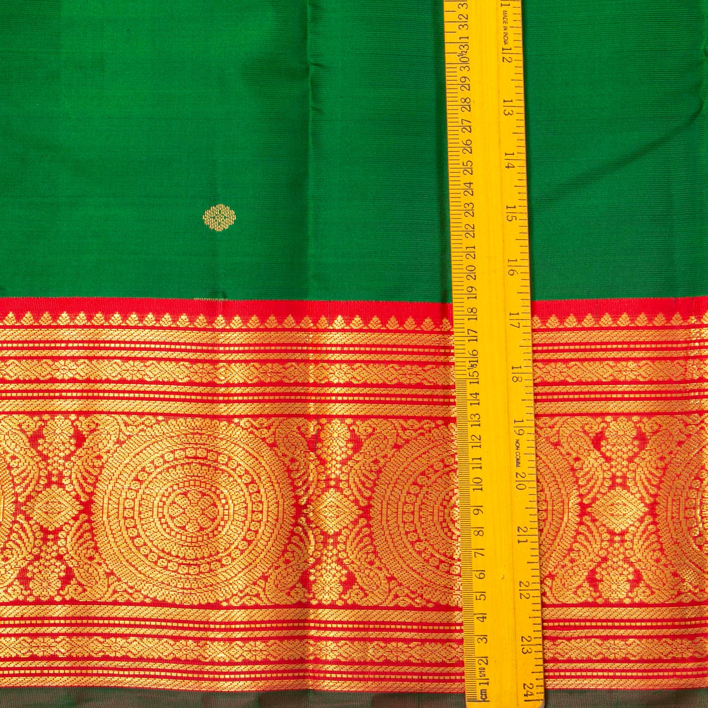 Green And Red Kanchipuram Silk Saree For Festive Wear PV MEN 169 - Silk Sari - Panjavarnam PV MEN 169