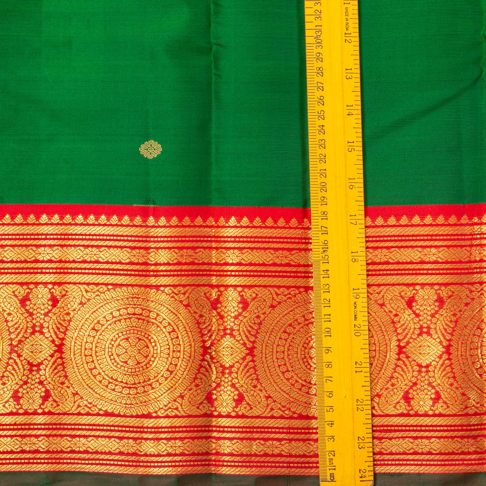 Green And Red Kanchipuram Silk Saree For Festive Wear PV MEN 169 - Silk Sari - Panjavarnam PV MEN 169