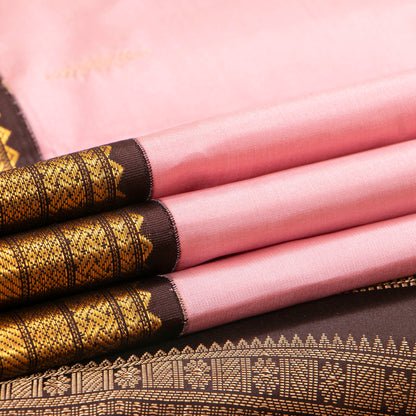 Pink And Brown Kanchipu219ram Silk Saree For Festive Wear PV MEN 219