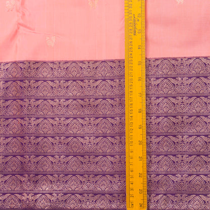 Pastel Pink And Purple Kanchipuram Silk Saree For Bridal Wear PV NYC 1329