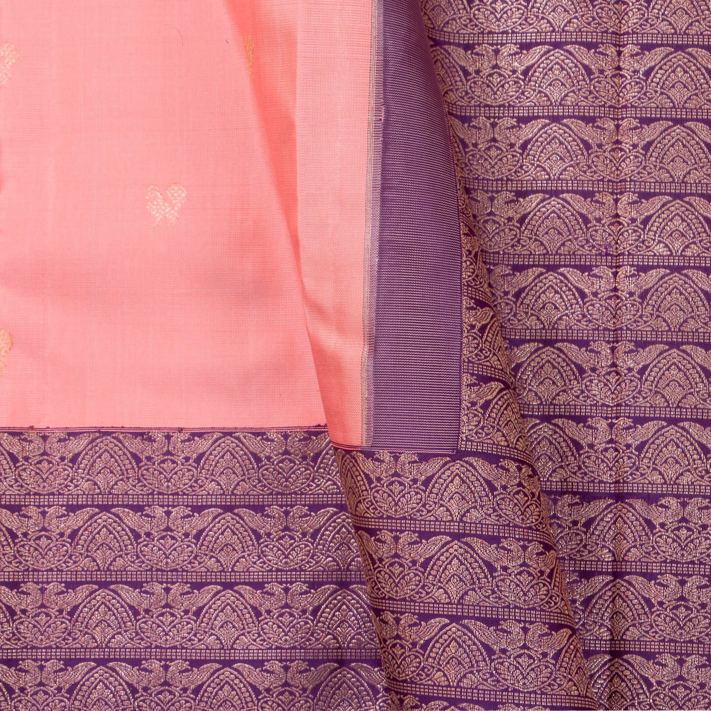 Pastel Pink And Purple Kanchipuram Silk Saree For Bridal Wear PV NYC 1329