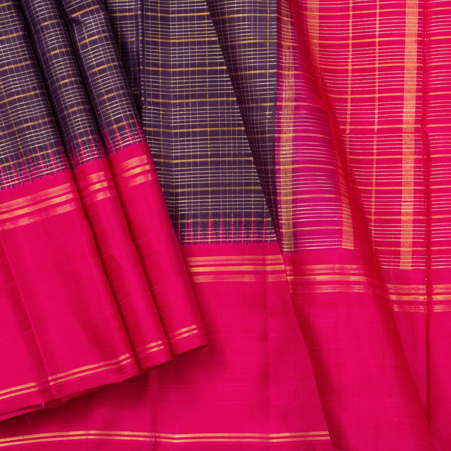 Purple And Pink Kanchipuram Silk Saree For Festive Wear PV NYC 1297