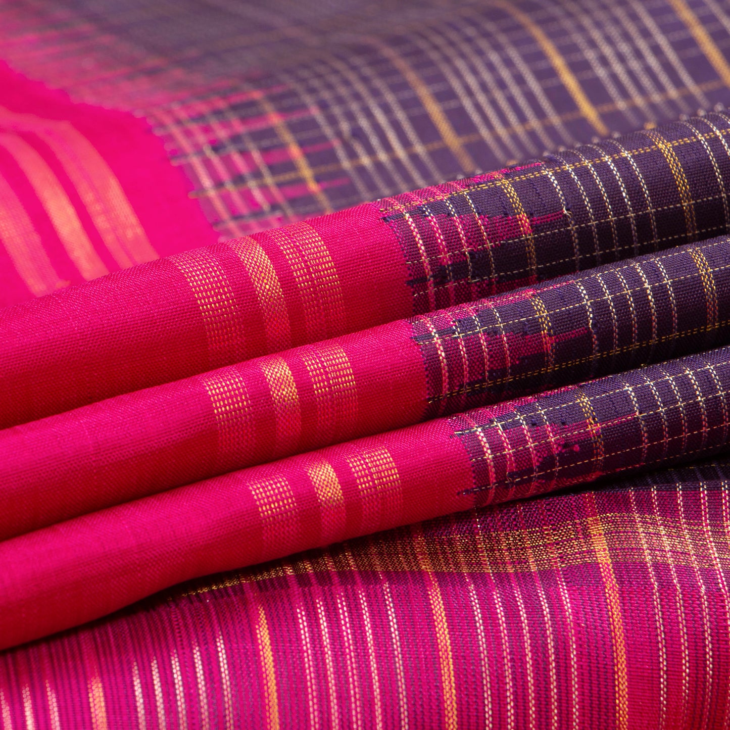 Purple And Pink Kanchipuram Silk Saree For Festive Wear PV NYC 1297