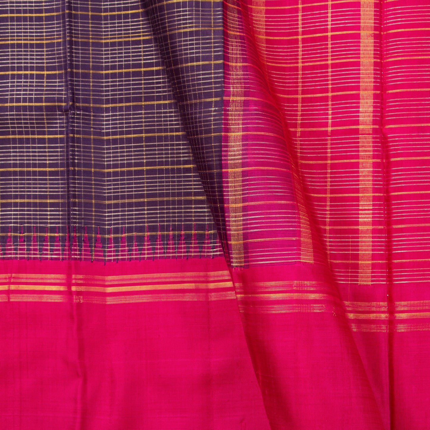 Purple And Pink Kanchipuram Silk Saree For Festive Wear PV NYC 1297