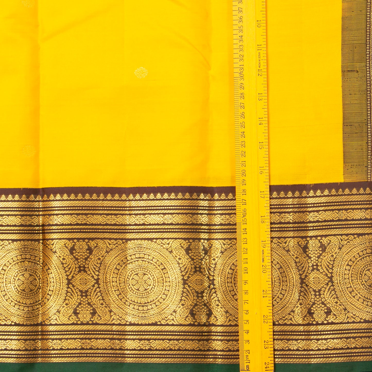Yellow And Brown Kanchipuram Silk Saree For Festive Wear PV MEN 168