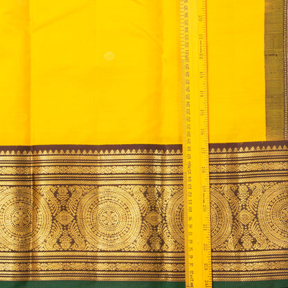 Yellow And Brown Kanchipuram Silk Saree For Festive Wear PV MEN 168