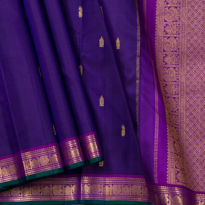 Dark Blue And Magenta Dual Shade Kanchipuram Silk Saree For Festive Wear PV NYC 1735