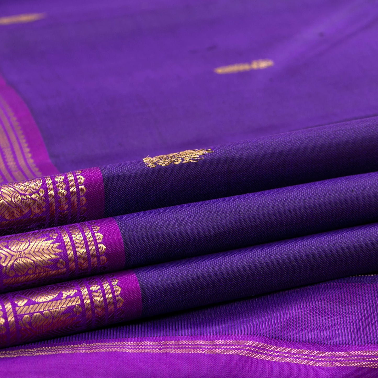Dark Blue And Magenta Dual Shade Kanchipuram Silk Saree For Festive Wear PV NYC 1735