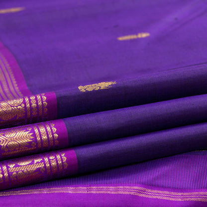 Dark Blue And Magenta Dual Shade Kanchipuram Silk Saree For Festive Wear PV NYC 1735