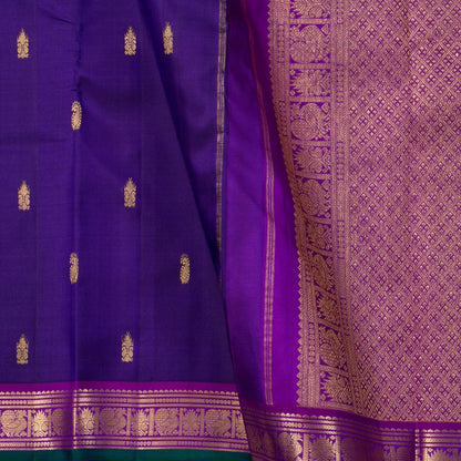 Dark Blue And Magenta Dual Shade Kanchipuram Silk Saree For Festive Wear PV NYC 1735