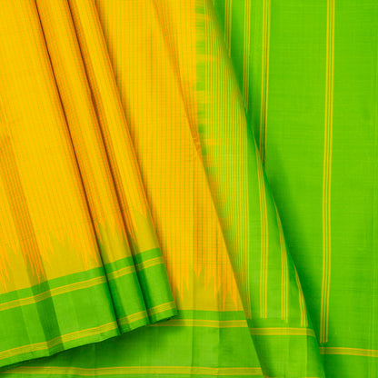 Yellow And Green Kanchipuram Silk Saree For Festive Wear PV NYC 1405