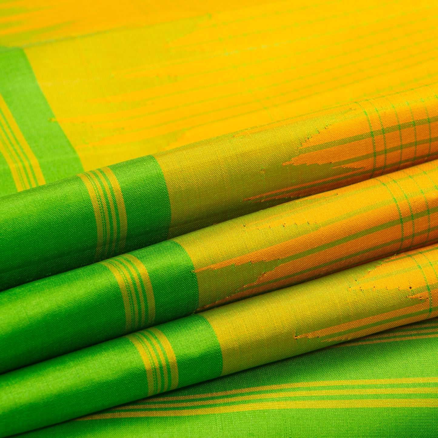 Yellow And Green Kanchipuram Silk Saree For Festive Wear PV NYC 1405