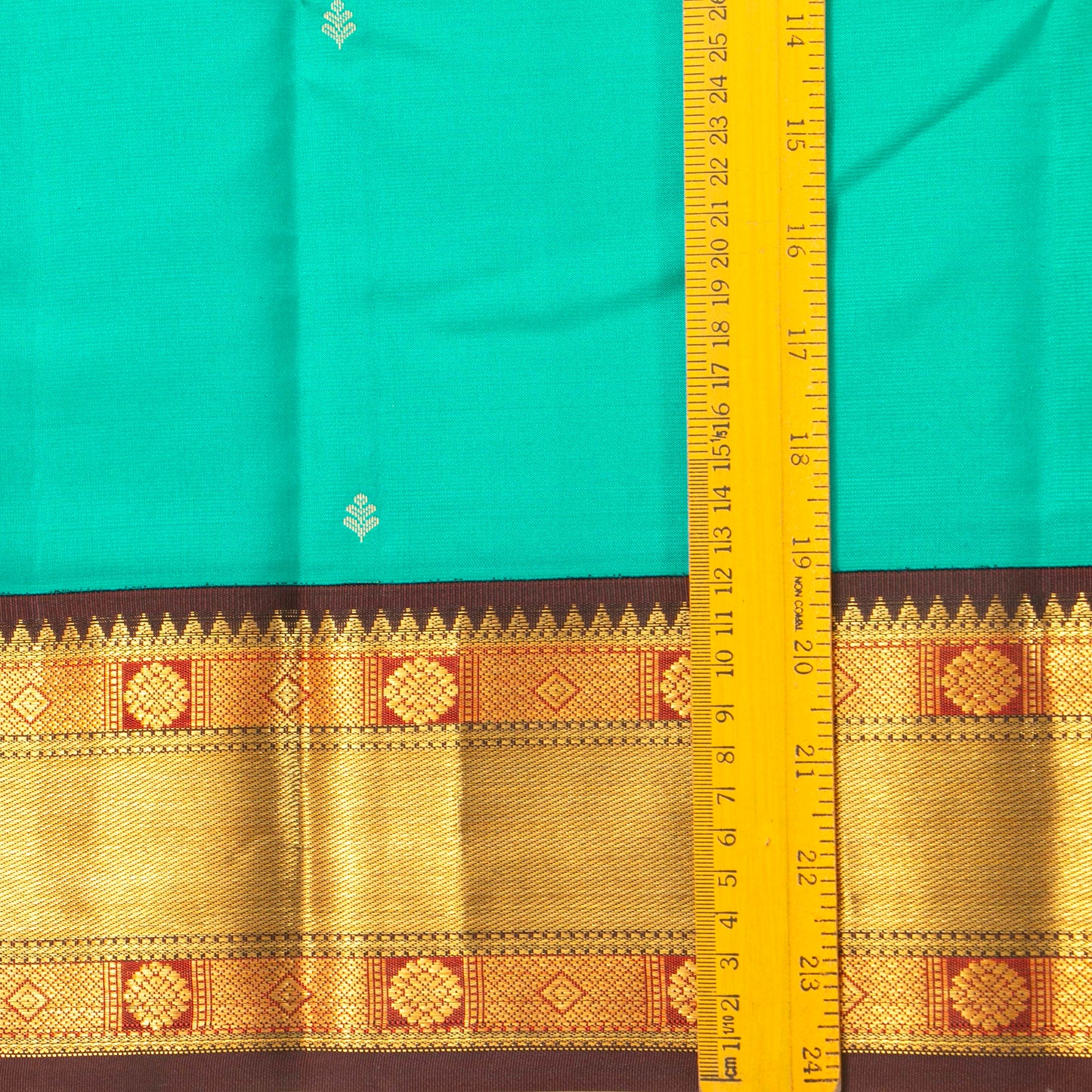Sea Green And Brown Kanchipuram Silk Saree For Festive Wear PV MEN 202