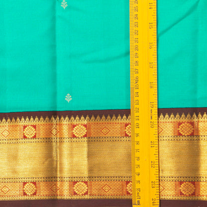 Sea Green And Brown Kanchipuram Silk Saree For Festive Wear PV MEN 202