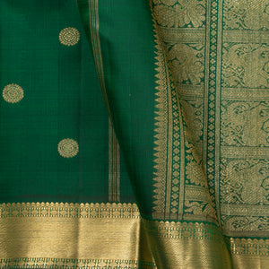 Green Kanchipuram Silk Saree For Bridal Wear PV NYC 1282