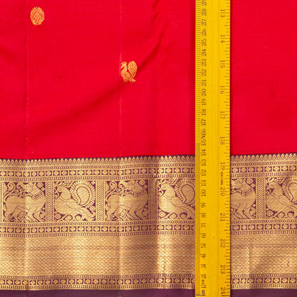 Red And Purple Kanchipuram Silk Saree For Festive Wear PV MEN 246