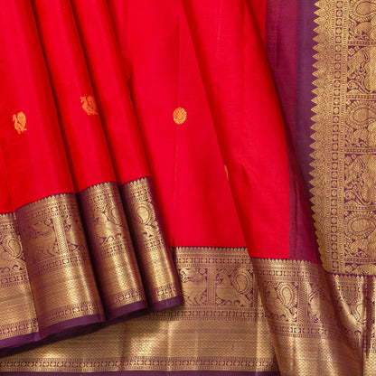 Red And Purple Kanchipuram Silk Saree For Festive Wear PV MEN 246