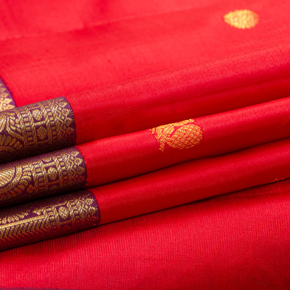 Red And Purple Kanchipuram Silk Saree For Festive Wear PV MEN 246