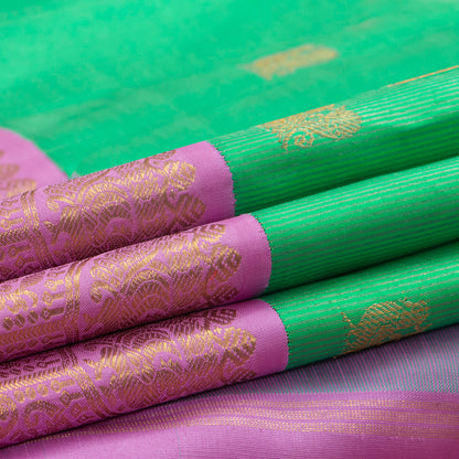 Sea Green And Pink Kanchipuram Silk Saree For Bridal Wear PV NYC 1391