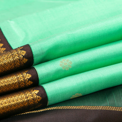 Spring Green And Brown Kanchipuram Silk Saree For Wedding Wear PV MEN 191 - Silk Sari - Panjavarnam PV MEN 191