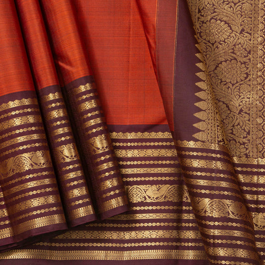 Rust And Brown Kanchipuram Silk Saree For Festive Wear PV MEN 285