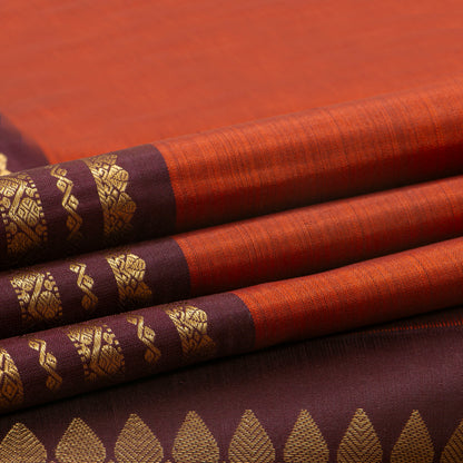 Rust And Brown Kanchipuram Silk Saree For Festive Wear PV MEN 285