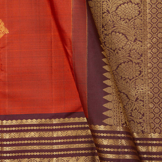 Rust And Brown Kanchipuram Silk Saree For Festive Wear PV MEN 285