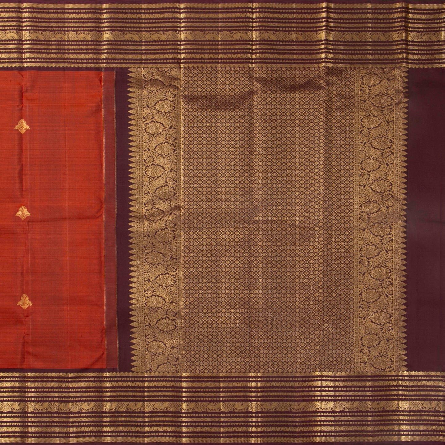 Rust And Brown Kanchipuram Silk Saree For Festive Wear PV MEN 285