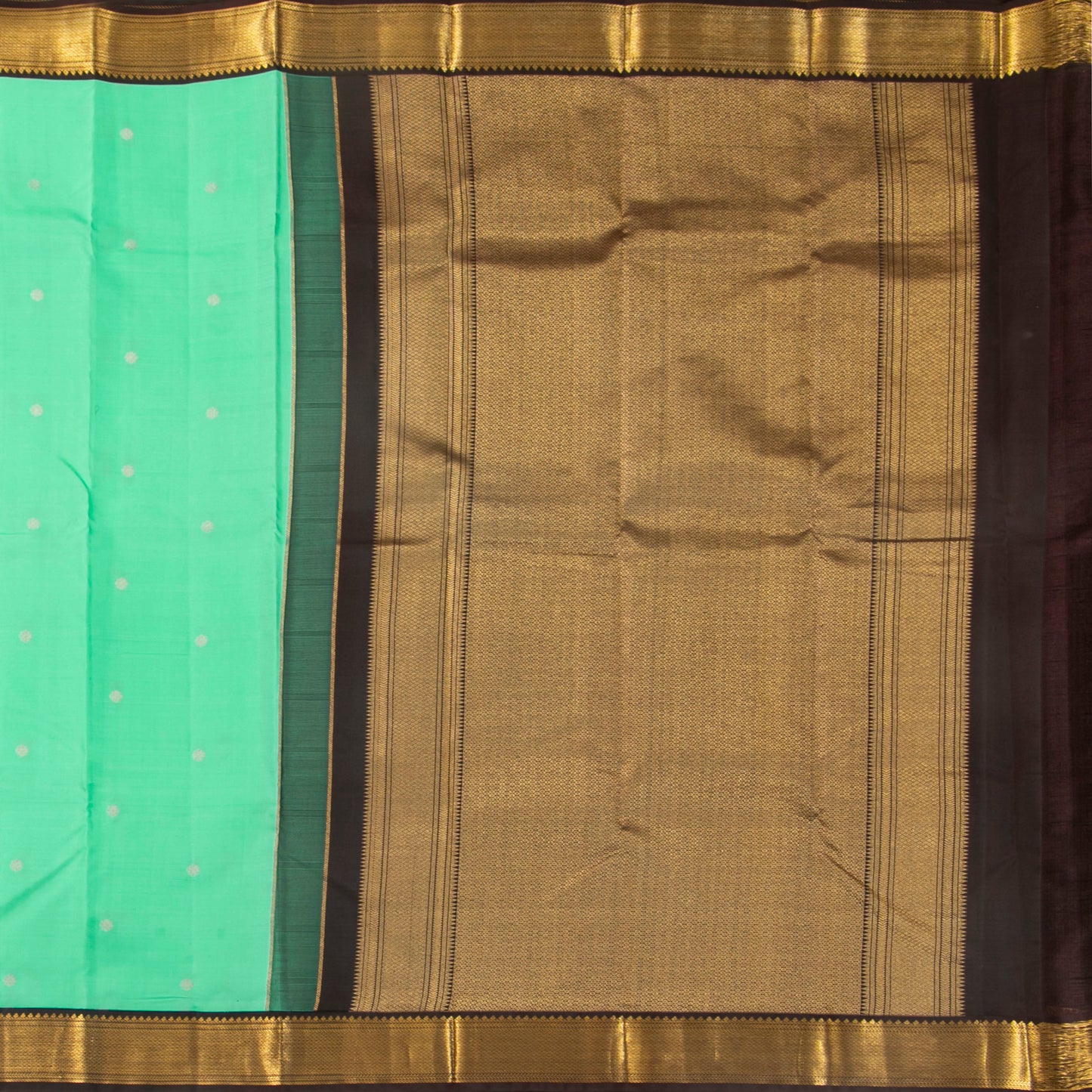 Spring Green And Brown Kanchipuram Silk Saree For Wedding Wear PV MEN 191 - Silk Sari - Panjavarnam PV MEN 191