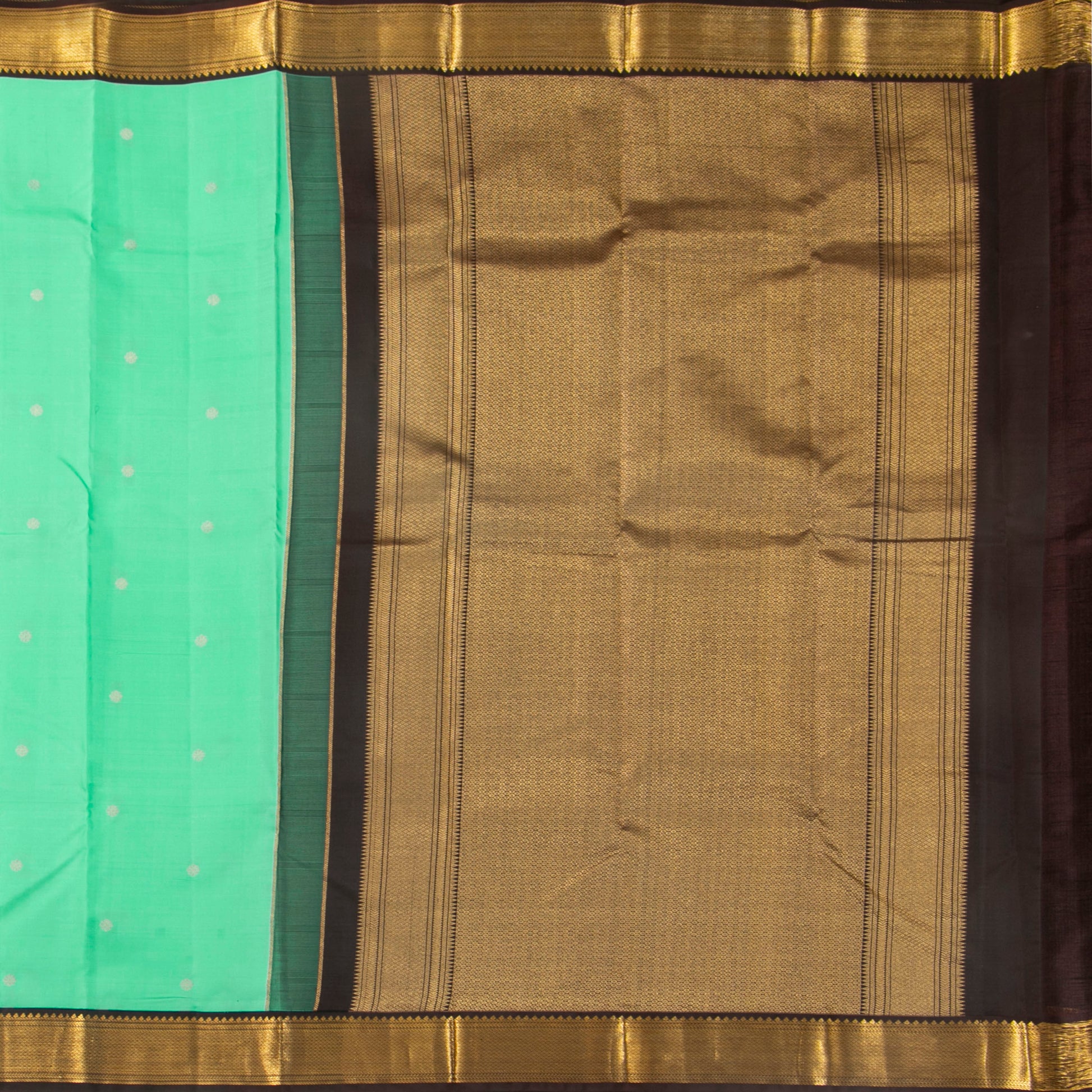 Spring Green And Brown Kanchipuram Silk Saree For Wedding Wear PV MEN 191 - Silk Sari - Panjavarnam PV MEN 191