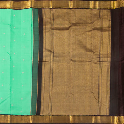 Spring Green And Brown Kanchipuram Silk Saree For Wedding Wear PV MEN 191 - Silk Sari - Panjavarnam PV MEN 191