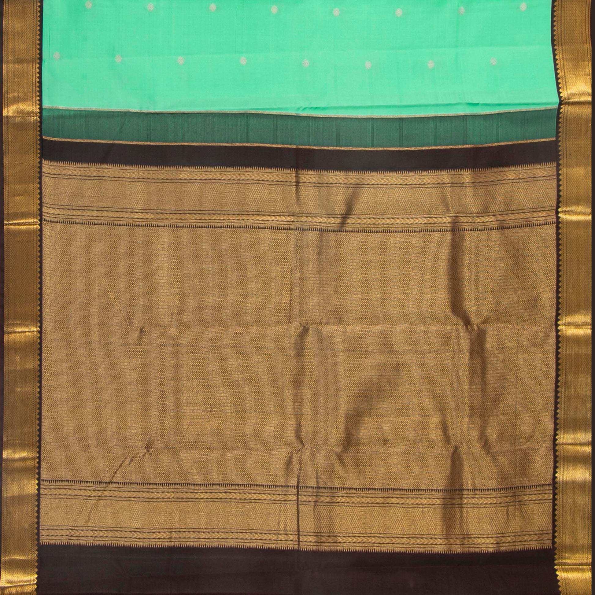 Spring Green And Brown Kanchipuram Silk Saree For Wedding Wear PV MEN 191 - Silk Sari - Panjavarnam PV MEN 191