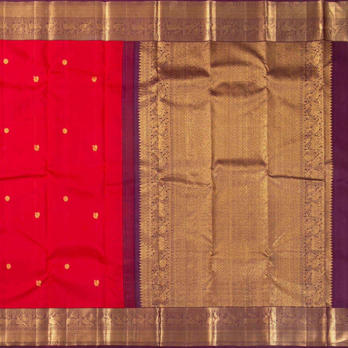 Red And Purple Kanchipuram Silk Saree For Festive Wear PV MEN 246