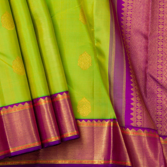 Green And Purple Kanchipuram Silk Saree For Wedding Wear PV NYC 1676