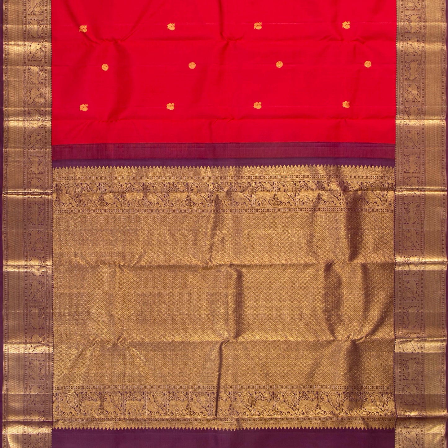 Red And Purple Kanchipuram Silk Saree For Festive Wear PV MEN 246